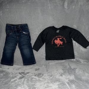 Baby Wrangler jeans & Cowgirl Tuff Co. Sweat shirt